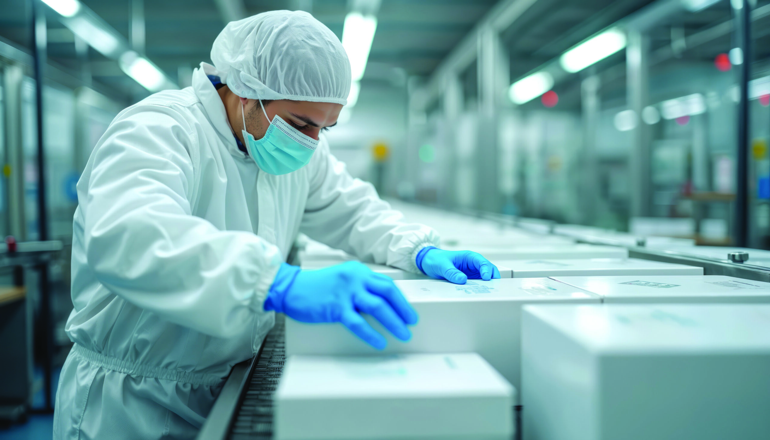 worker in pharmaceutical facility